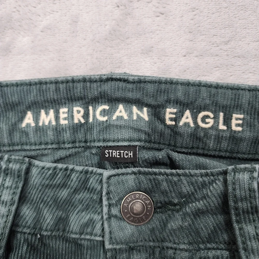 American Eagle Jeans Womens 2‎ Green Stretch Corduroy High Rise Mom Straight Leg